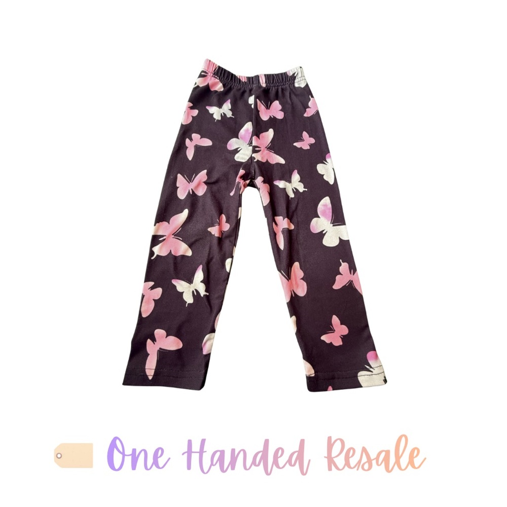 🦋 Butterfly Print Kids Girls Leggings Pants Black Pink 2-3Y